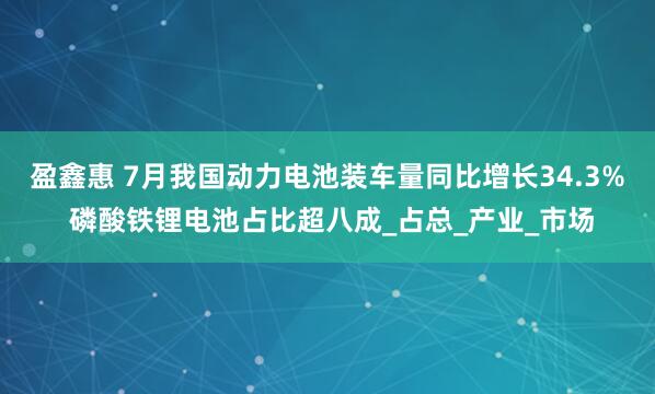 盈鑫惠 7月我国动力电池装车量同比增长34.3% 磷酸铁锂电池占比超八成_占总_产业_市场