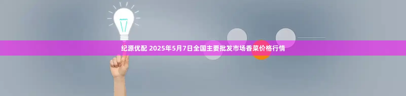 纪源优配 2025年5月7日全国主要批发市场香菜价格行情